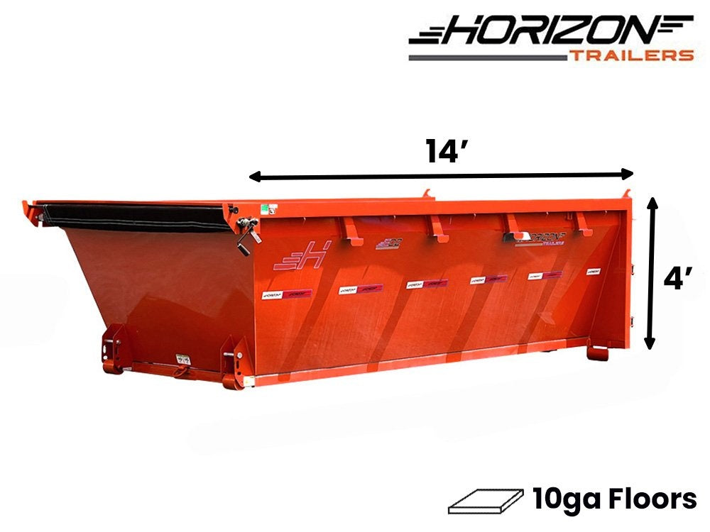 14' EDZ Roll Off Bin 4' Walls - Orange - #EDZ0005679 5679