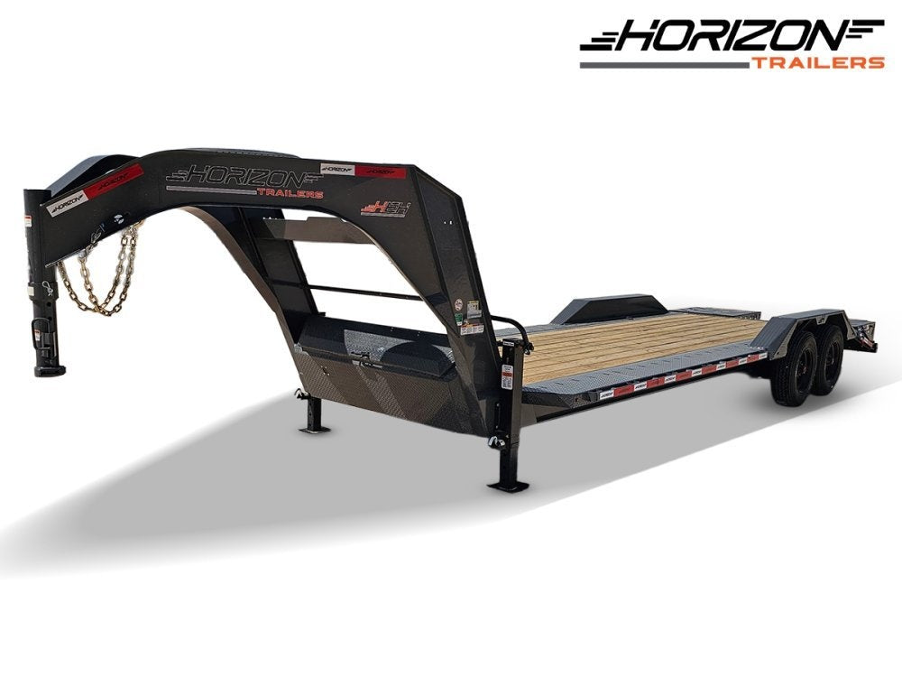 24' HEH Gooseneck Equipment Trailer Drive Over Fenders Mega Ramps - (2) 10K Axles 14756