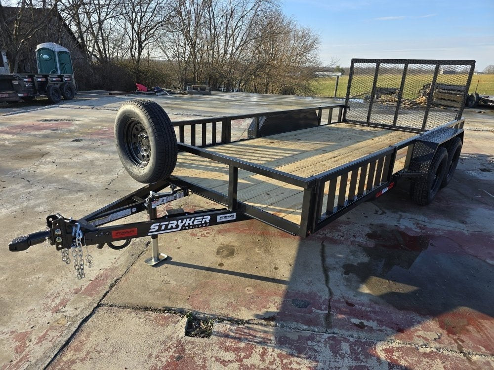 16' Utility Trailer (2) 3.5K Axles, 77" Wide, Side Ramps and 4' Gate 4069