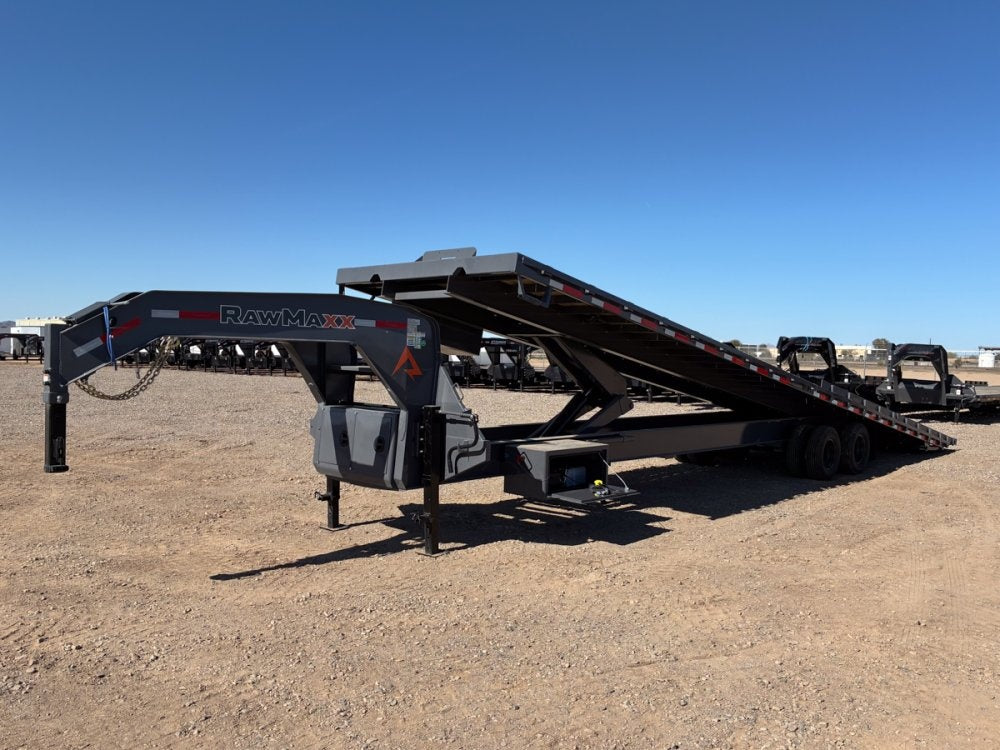 40' RawMaxx CNX Gooseneck Dual Wheel Deckover Tilt Trailer - (2) 10K Axles - Container Tilt - Deckover Tilt - TrailerSwap