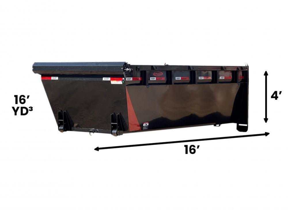 16' Roll Off Bin - 4' Side Wall - 7 Gauge Floor - Black - #9031-02 031-02