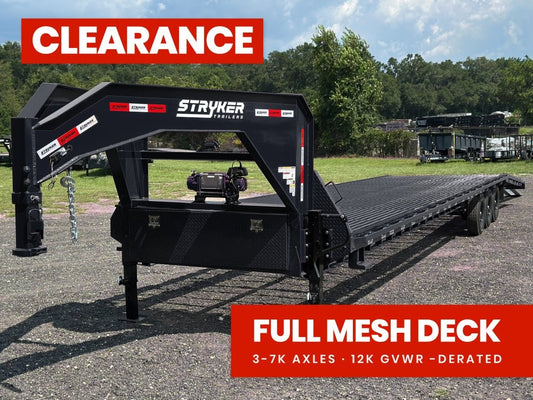 44' Stryker Gooseneck Full Width Mesh Deck Multi Car Hauler (3) 7k Axles - 12k GVWR Derated - Truck & Van Trailers - TrailerSwap