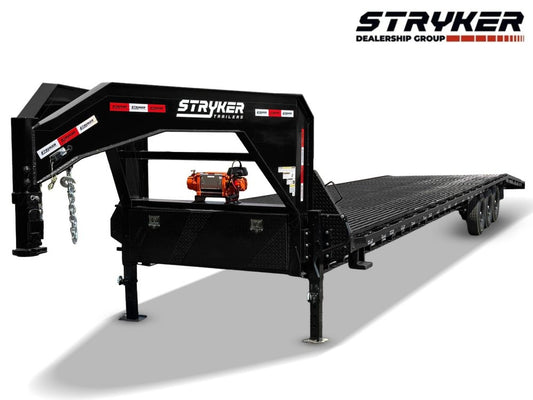 44' Stryker Gooseneck Full Width Mesh Deck Multi Car Hauler (3) 7k Axles - 12k GVWR Derated - Truck & Van Trailers - TrailerSwap