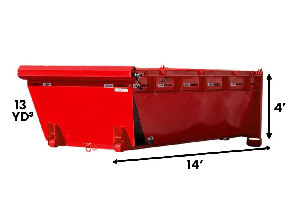 14' Roll Off Bin - 4' Side Wall - 7 Gauge Floor - Red Gloss - #9848-29 848-29