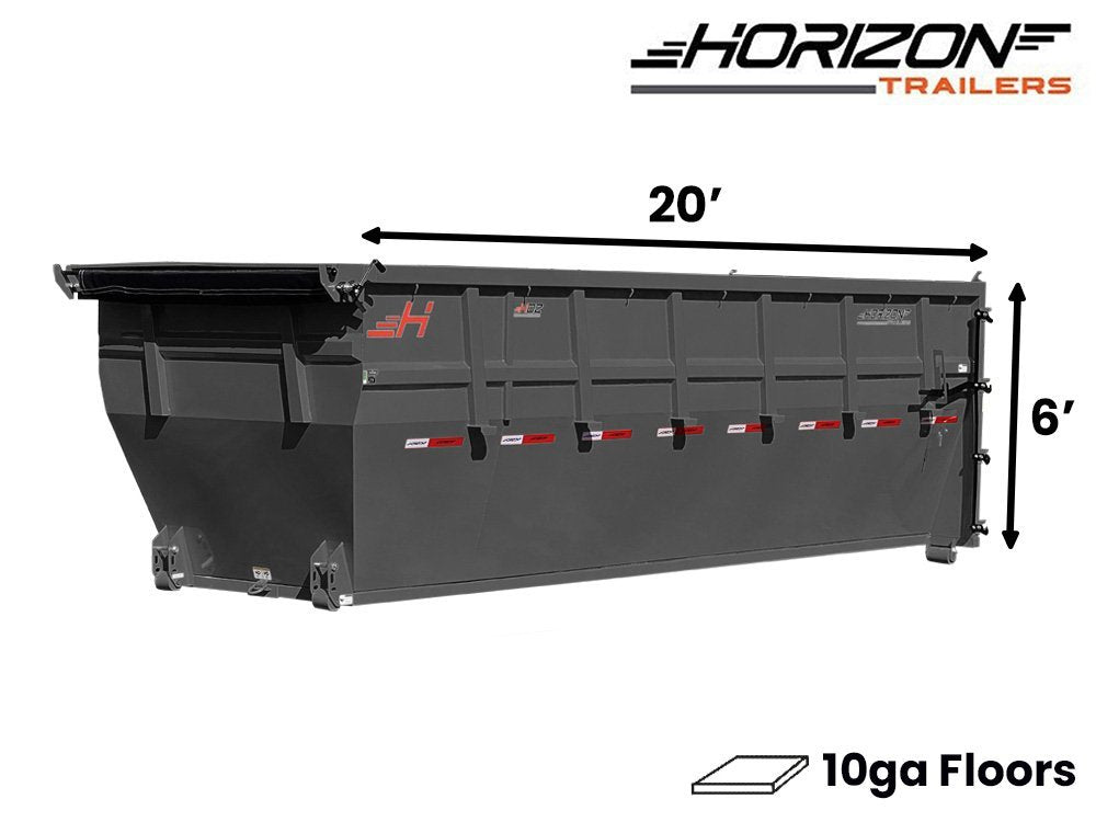 20' HDZ Roll Off Bin 6' Wall + Tarp - Ash Gray - #HDZ0007065 007065