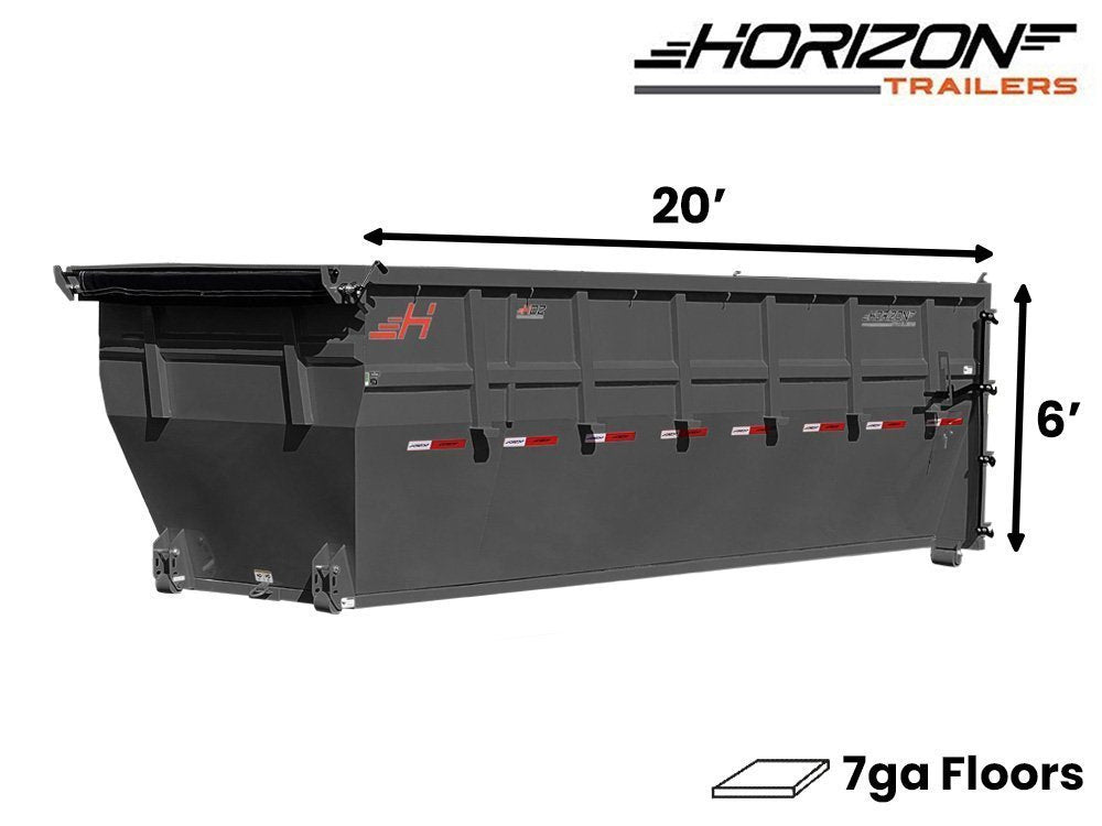 20' HDZ Roll Off Bin 6' Wall + Tarp - Ash Gray - #HDZ0007065 007065