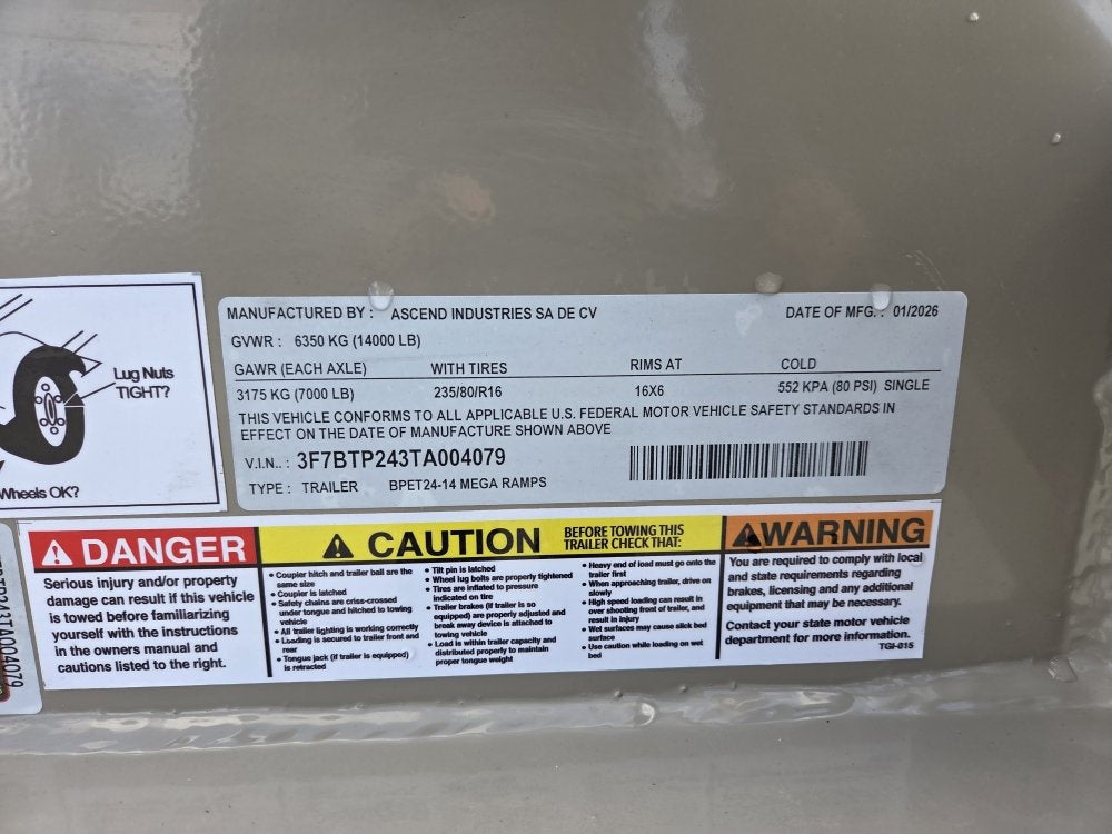 24' Stryker SET Bumper Pull Equipment Trailer DOF - (2) 7K Axles 4079