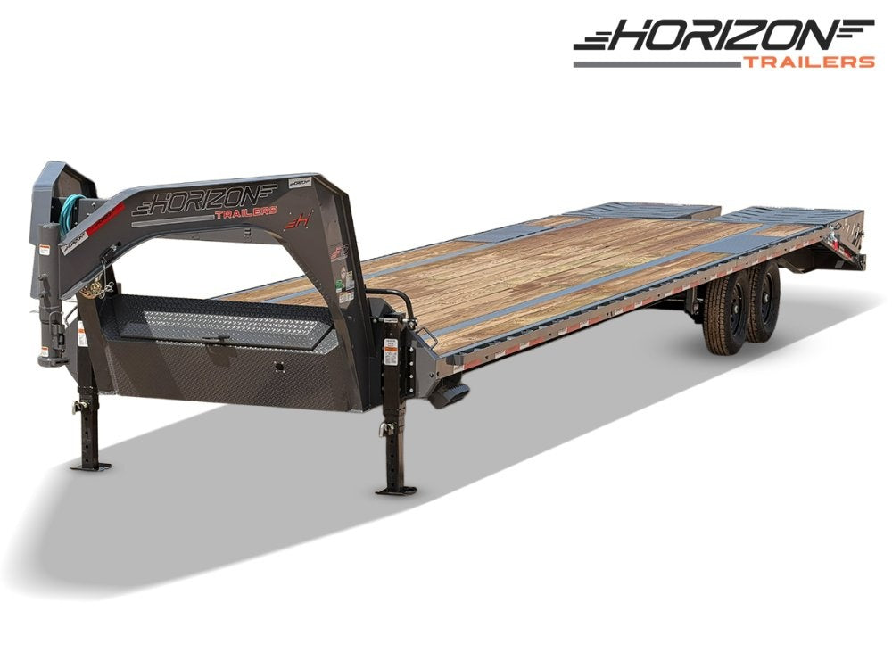 36' Horizon FTZ Gooseneck Hotshot Non-CDL Deckover Trailer Mega Ramps - (2) 7k Axles 16234