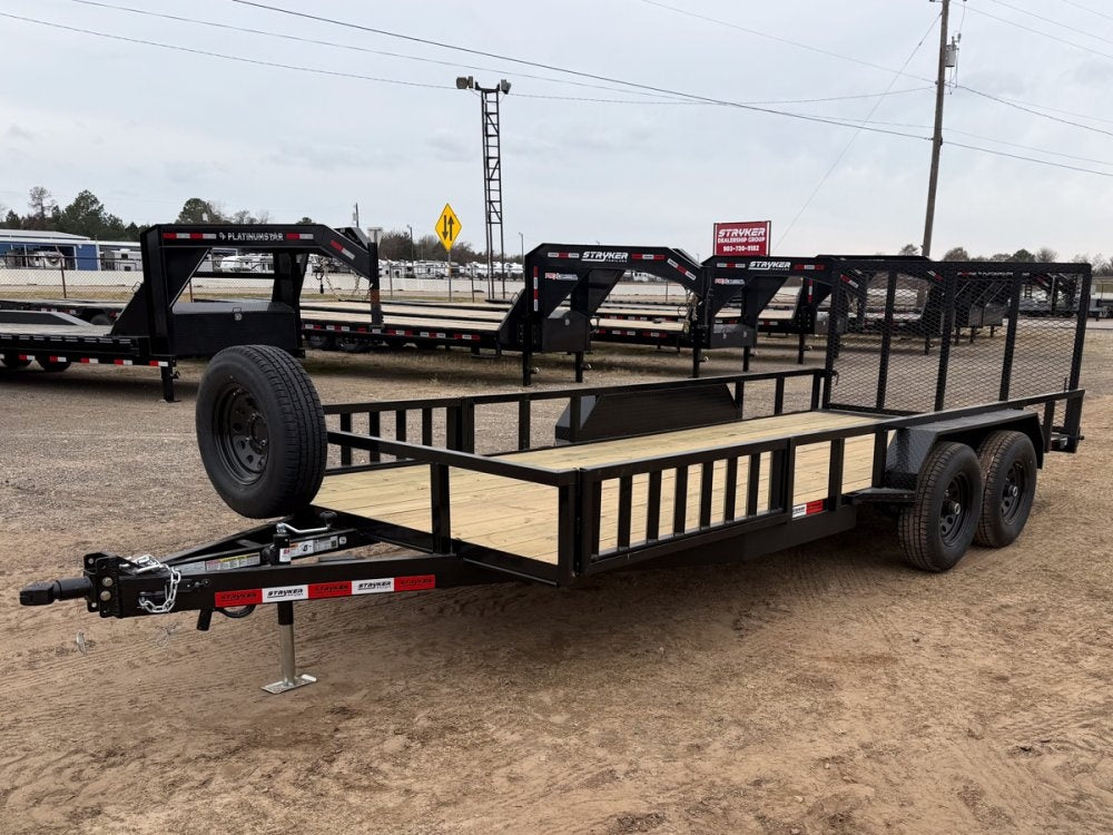 18' Utility Trailer (2) 5.2K Axles, 83" Wide, Side Ramps and 4' Gate 4066