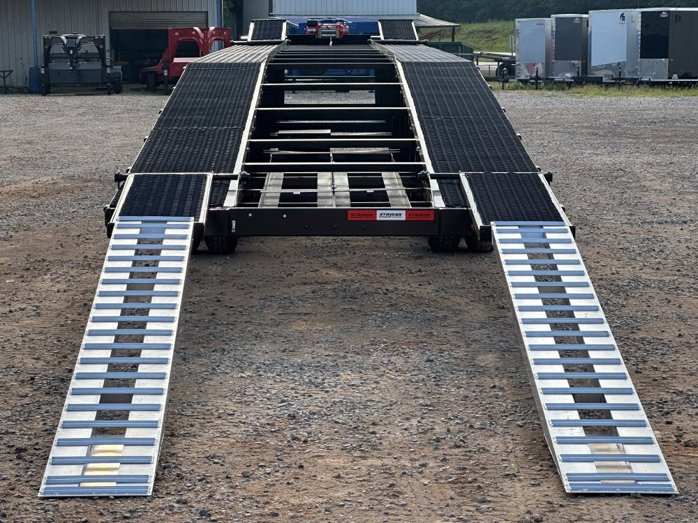 50' Low Profile Wedge (2) 12k Elec/Hyd Axles, Winch, 10' Aluminum Ramps, Spare - Wedge 3 Car Hauler - Multi Car Haulers - TrailerSwap