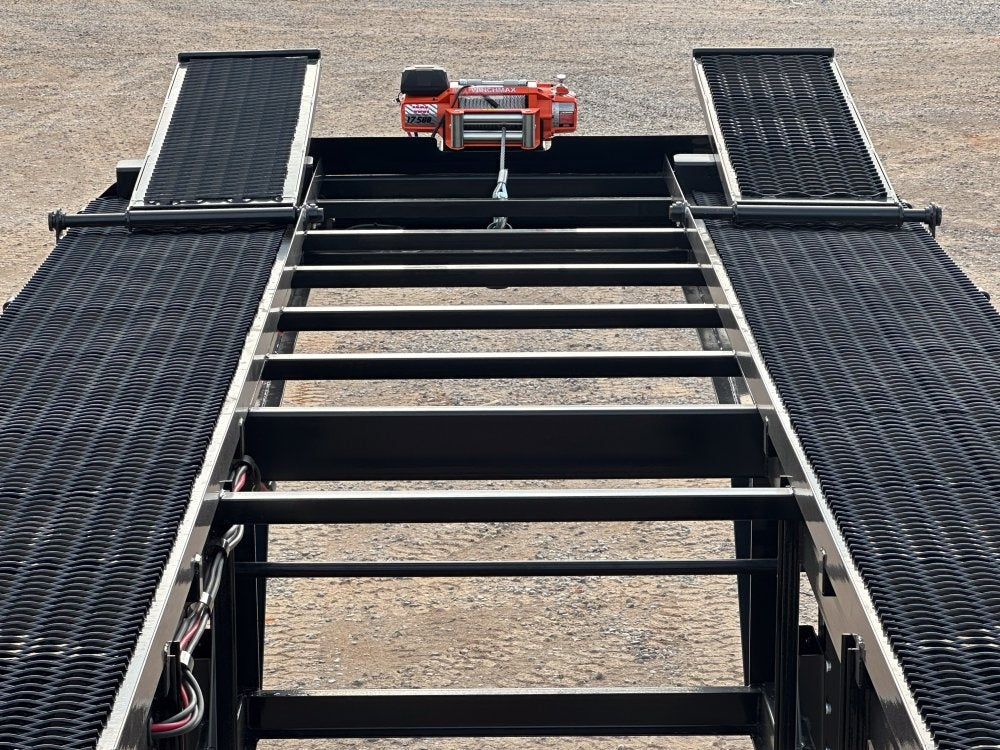 50' Low Profile Wedge (2) 12k Elec/Hyd Axles, Winch, 10' Aluminum Ramps, Spare - Wedge 3 Car Hauler - Multi Car Haulers - TrailerSwap