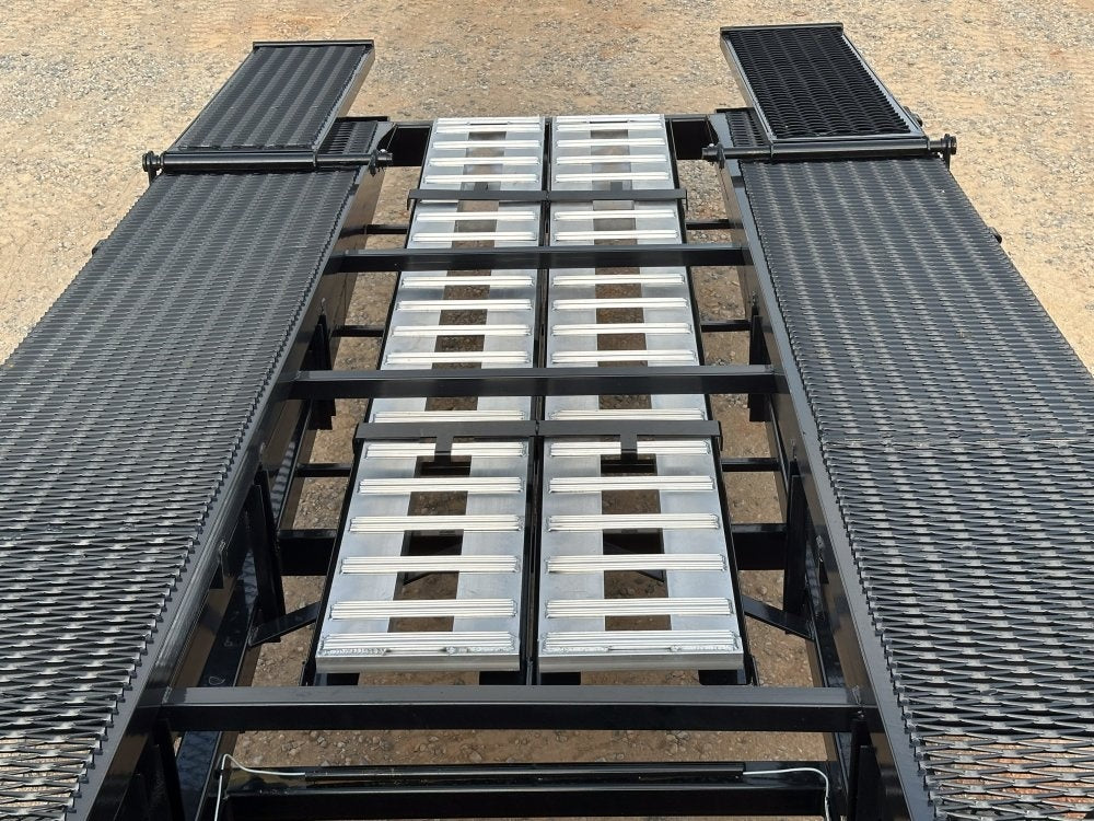 50' Low Profile Wedge (2) 12k Elec/Hyd Axles, Winch, 10' Aluminum Ramps, Spare - Wedge 3 Car Hauler - Multi Car Haulers - TrailerSwap