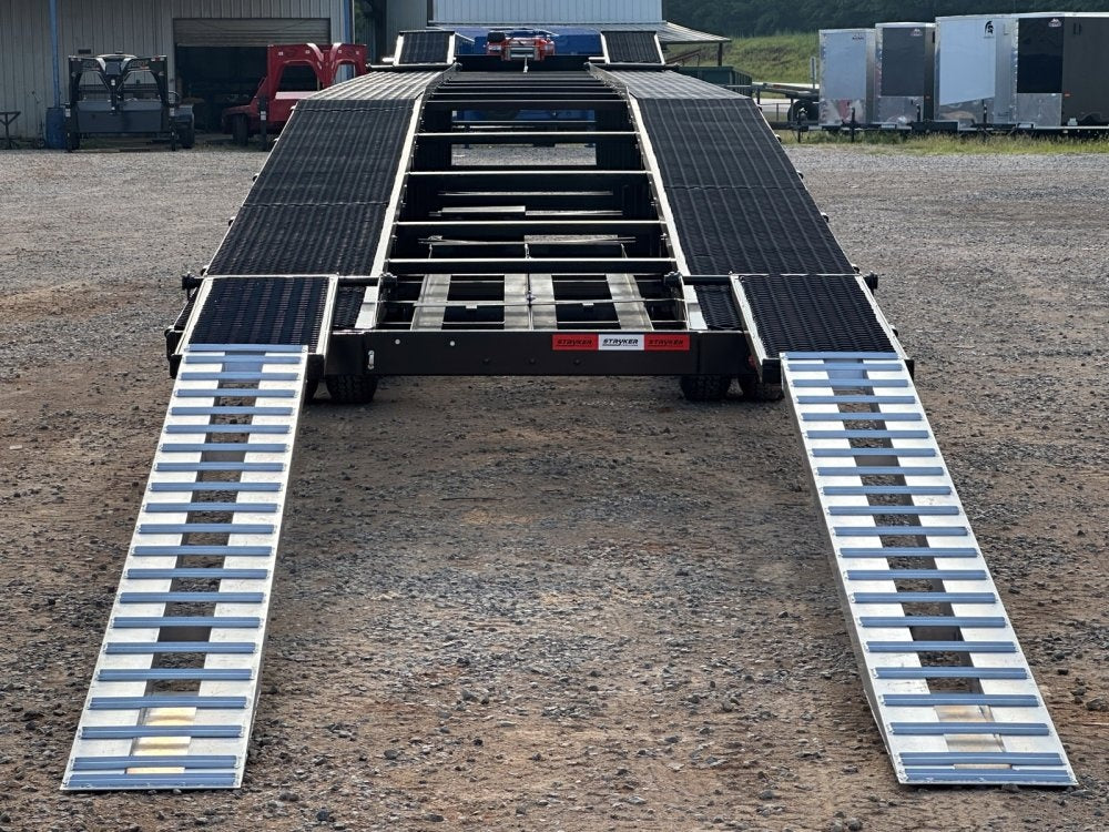 50' Low Profile Wedge (2) 12k Elec/Hyd Axles, Winch, 10' Aluminum Ramps, Spare - Wedge 3 Car Hauler - Multi Car Haulers - TrailerSwap