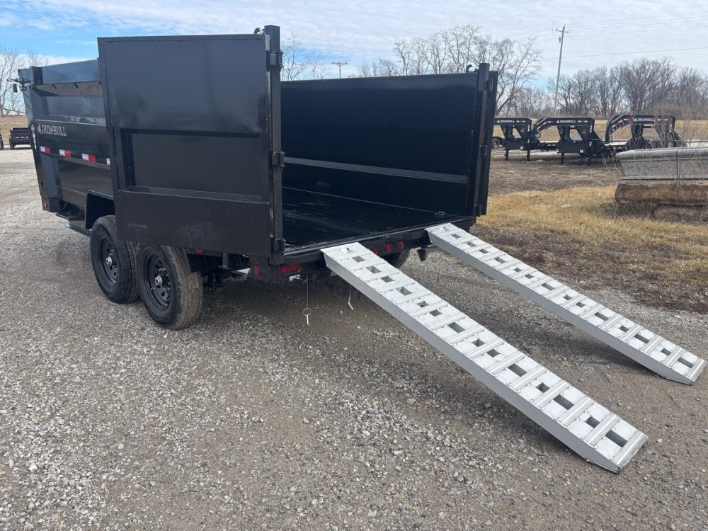14' x 83" Iron Bull DTB Bumper Pull Dump Trailer 48" Side Walls - (2) 7,000 lb Axles, Telescopic 110771