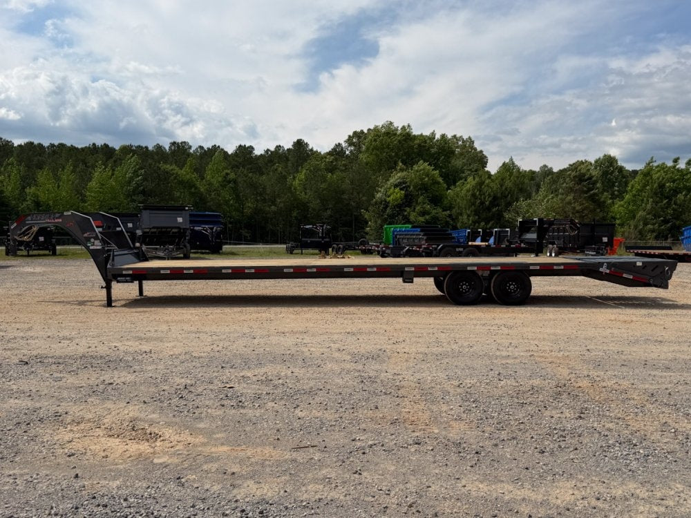 36' Horizon FTZ Gooseneck Hotshot Non-CDL Deckover Trailer Mega Ramps - (2) 7k Axles 16234