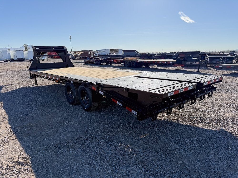 25' Stryker Gooseneck Deckover Trailer Mega Ramps - (2) 7K Axles 3904