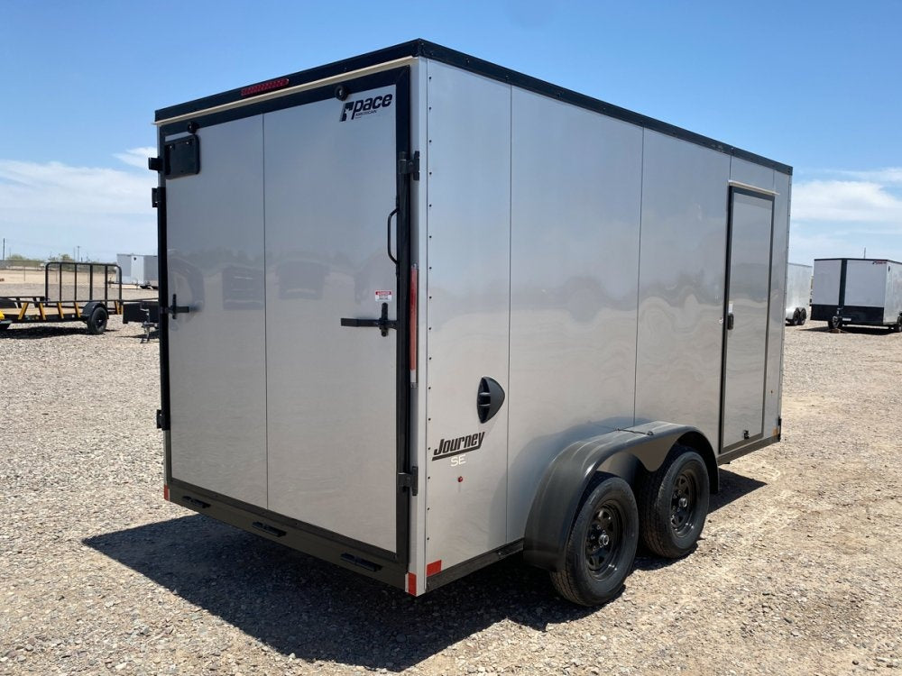 7 x 14 Journey SE Flat Top Sloped V Nose (2) 3500 lbs Axles - Enclosed - TrailerSwap