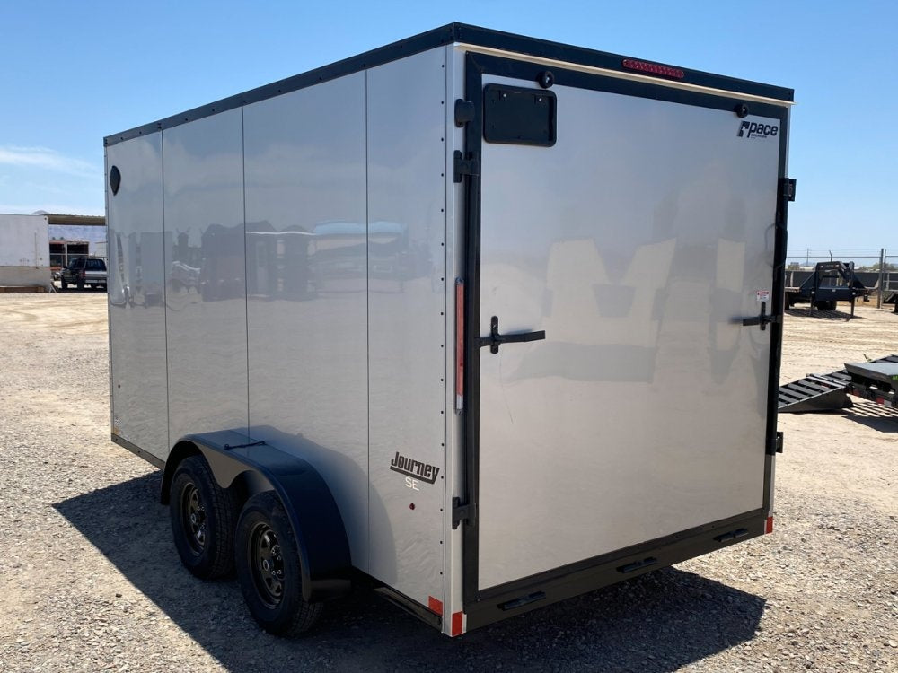 7 x 14 Journey SE Flat Top Sloped V Nose (2) 3500 lbs Axles - Enclosed - TrailerSwap