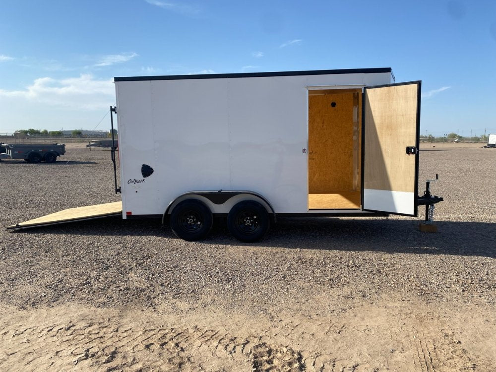 7 x 14 Outback DLX Flat Top V Nose (2) - 3500 lbs Axles - Enclosed - TrailerSwap