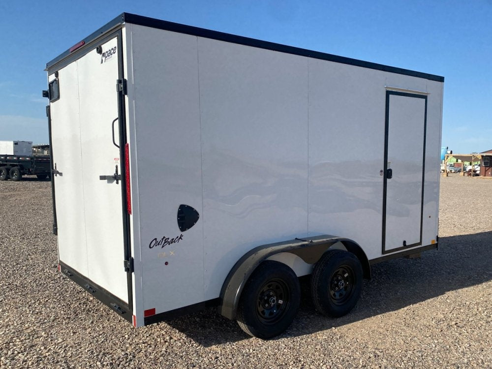 7 x 14 Outback DLX Flat Top V Nose (2) - 3500 lbs Axles - Enclosed - TrailerSwap