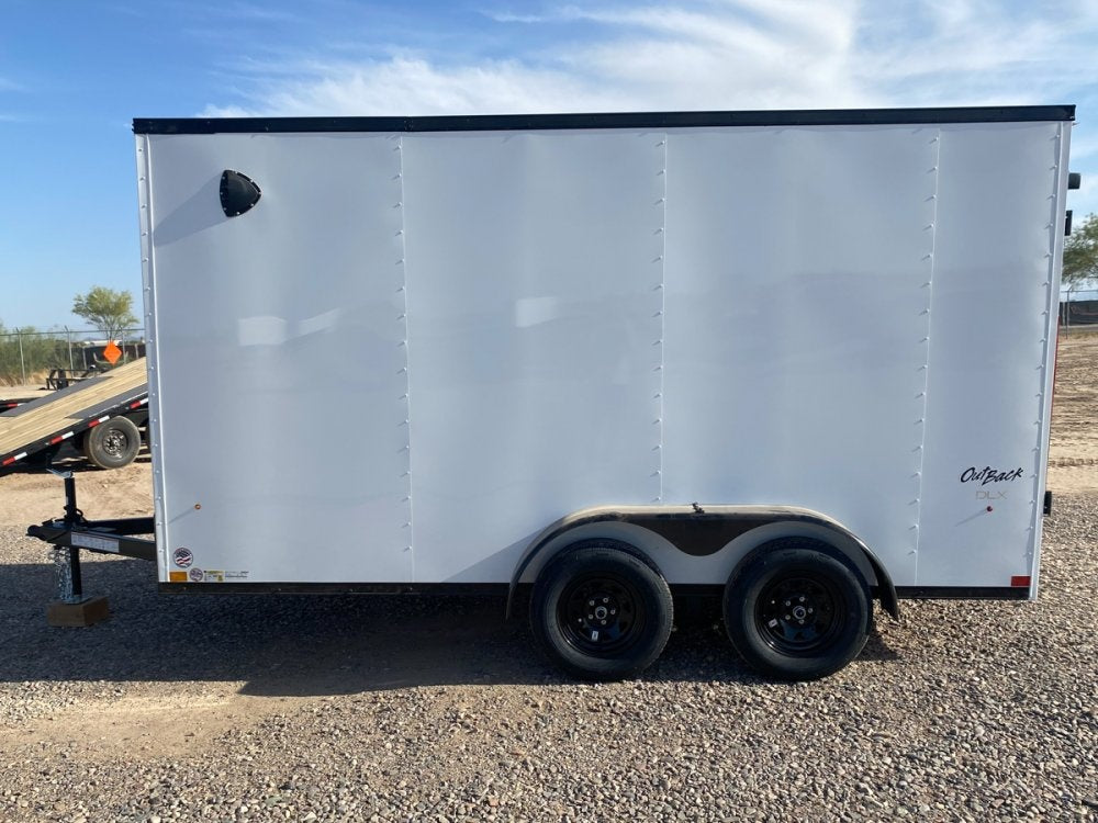 7 x 14 Outback DLX Flat Top V Nose (2) - 3500 lbs Axles - Enclosed - TrailerSwap