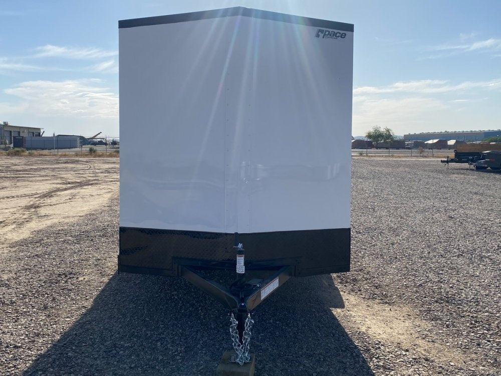 7 x 14 Outback DLX Flat Top V Nose (2) - 3500 lbs Axles - Enclosed - TrailerSwap