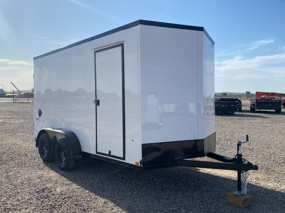 7 x 14 Outback DLX Flat Top V Nose (2) - 3500 lbs Axles - Enclosed - TrailerSwap