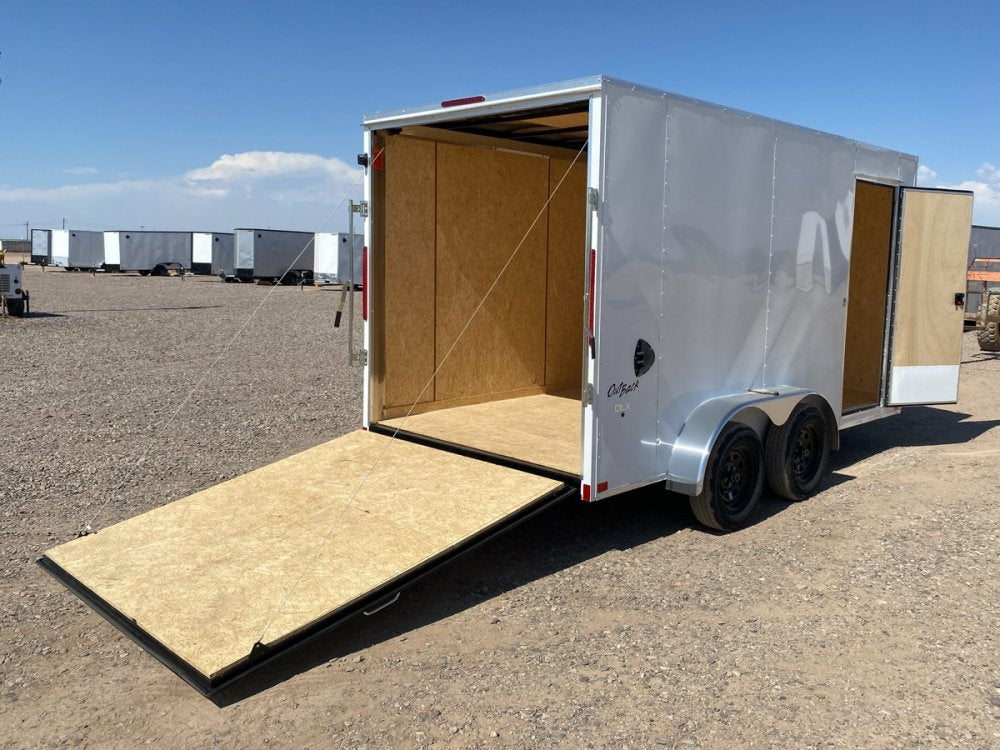 7 x 14 Outback DLX Flat Top V Nose (2) - 3500 lbs Axles - Enclosed - TrailerSwap