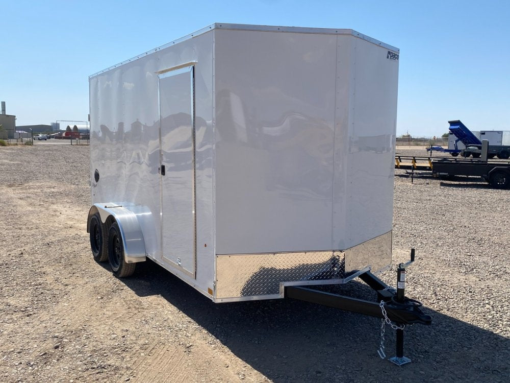 7 x 14 Outback DLX Flat Top V Nose (2) - 3500 lbs Axles - Enclosed - TrailerSwap