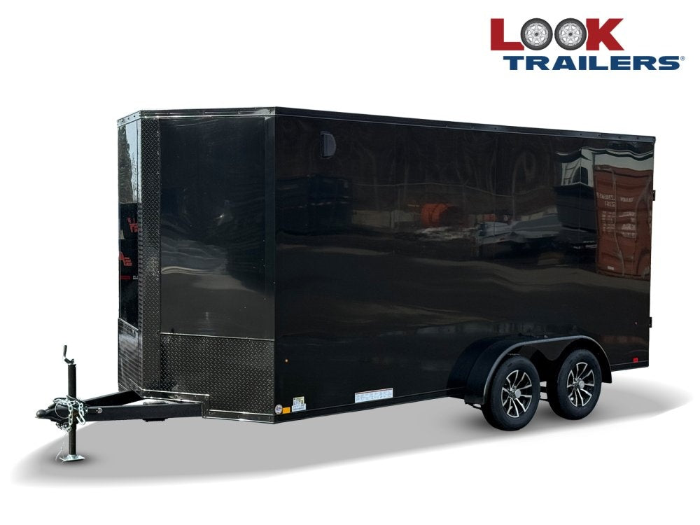 7 x 16 DX 7K Flat Top V Nose Enclosed - (2) 3500 lb Axles - Enclosed - TrailerSwap