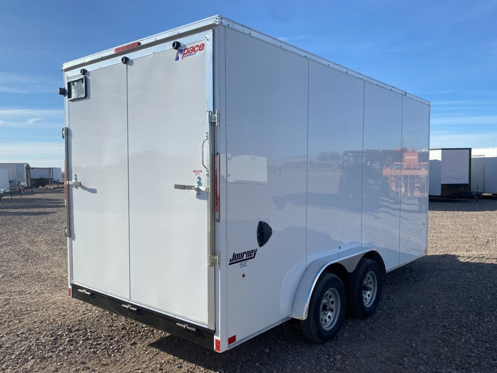 7 x 16 Journey SE Flat Top Sloped V Nose (2) 3500 lbs Axles - Enclosed - TrailerSwap