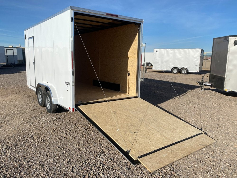 7 x 16 Journey SE Flat Top Sloped V Nose (2) 3500 lbs Axles - Enclosed - TrailerSwap