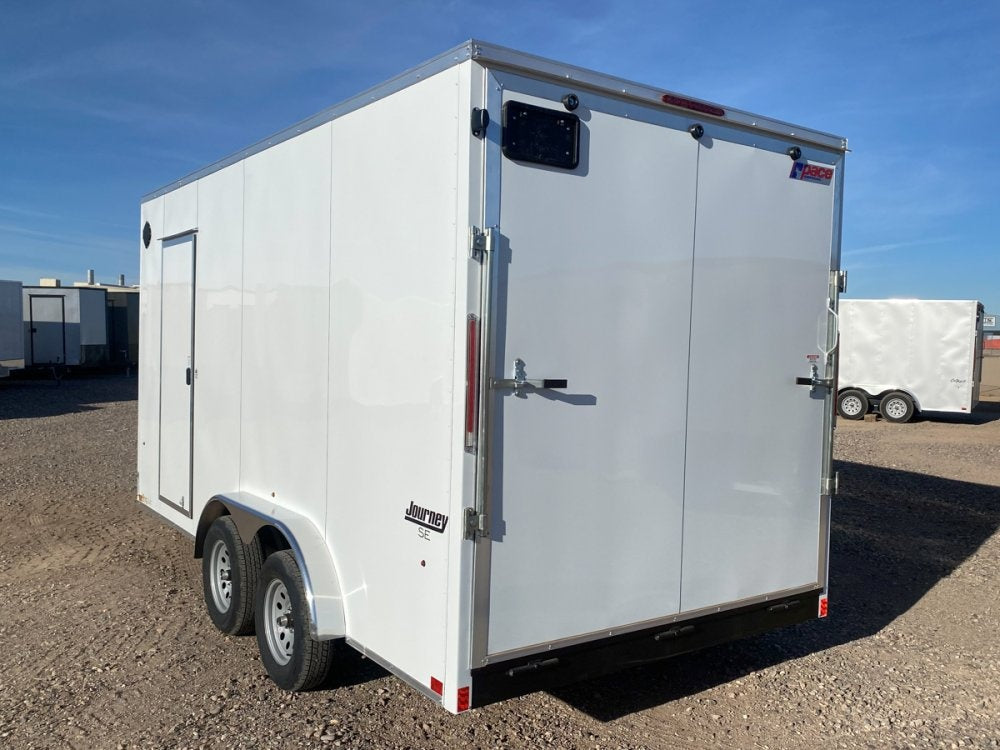 7 x 16 Journey SE Flat Top Sloped V Nose (2) 3500 lbs Axles - Enclosed - TrailerSwap