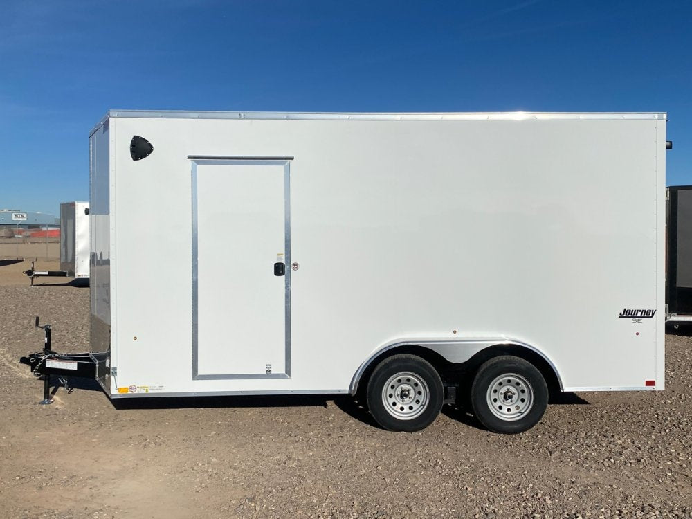 7 x 16 Journey SE Flat Top Sloped V Nose (2) 3500 lbs Axles - Enclosed - TrailerSwap