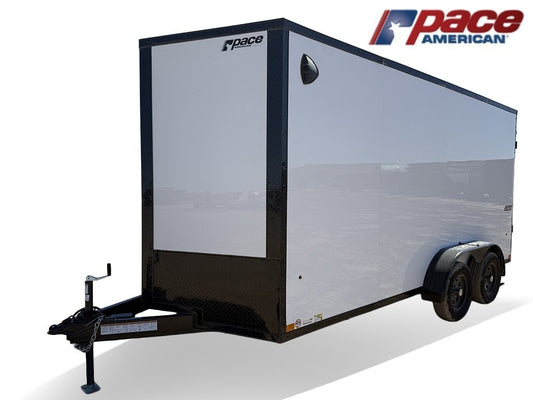 7 x 16 Journey SE Flat Top Sloped V Nose (2) 3500 lbs Axles - Enclosed - TrailerSwap