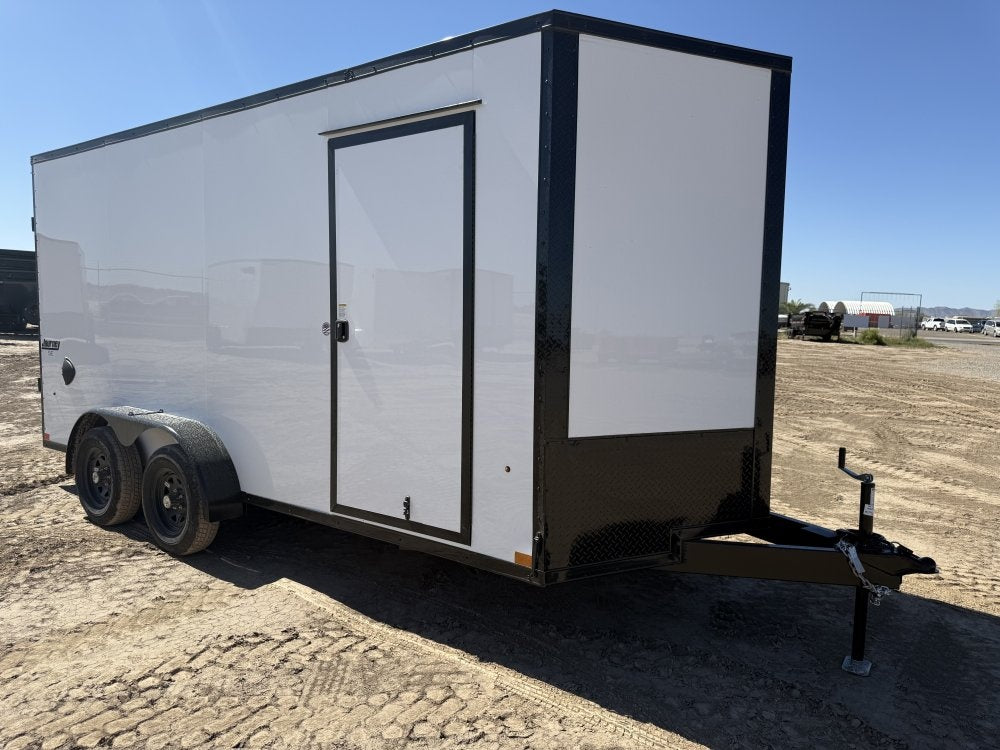 7 x 16 Journey SE Flat Top Sloped V Nose (2) 3500 lbs Axles - Enclosed - TrailerSwap