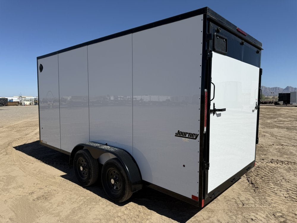 7 x 16 Journey SE Flat Top Sloped V Nose (2) 3500 lbs Axles - Enclosed - TrailerSwap