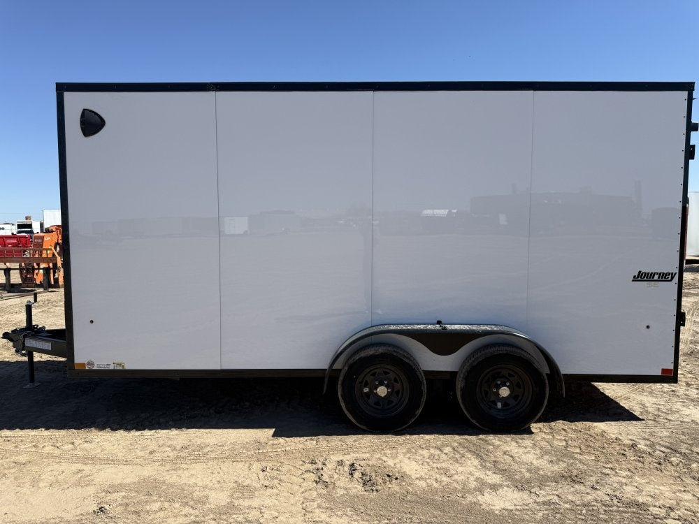 7 x 16 Journey SE Flat Top Sloped V Nose (2) 3500 lbs Axles - Enclosed - TrailerSwap