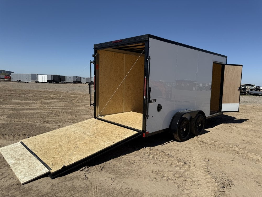7 x 16 Journey SE Flat Top Sloped V Nose (2) 3500 lbs Axles - Enclosed - TrailerSwap