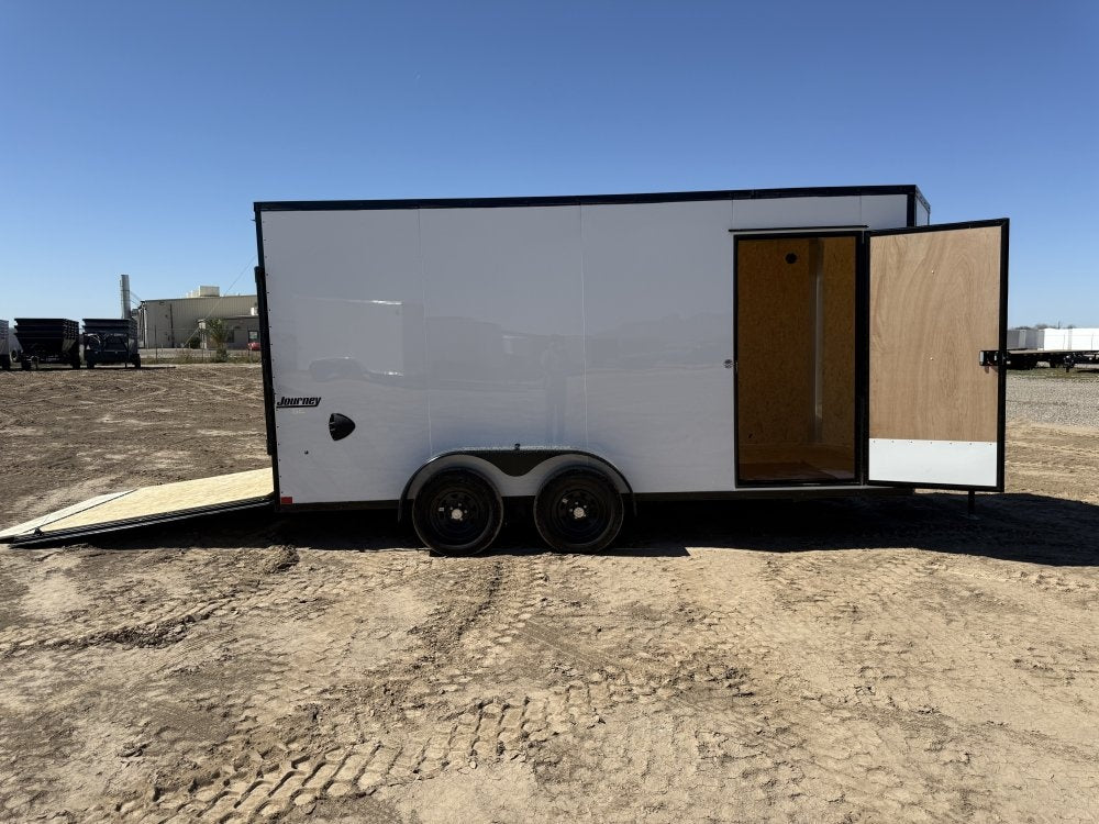 7 x 16 Journey SE Flat Top Sloped V Nose (2) 3500 lbs Axles - Enclosed - TrailerSwap