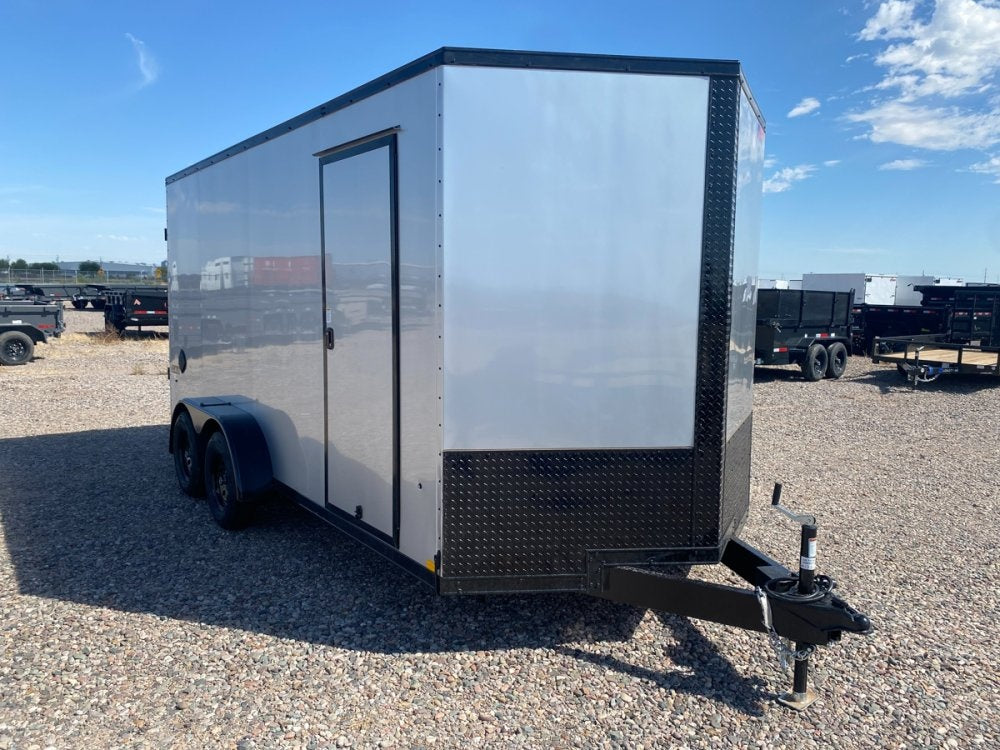 7 x 16 Journey SE Flat Top Sloped V Nose (2) 3500 lbs Axles - Enclosed - TrailerSwap