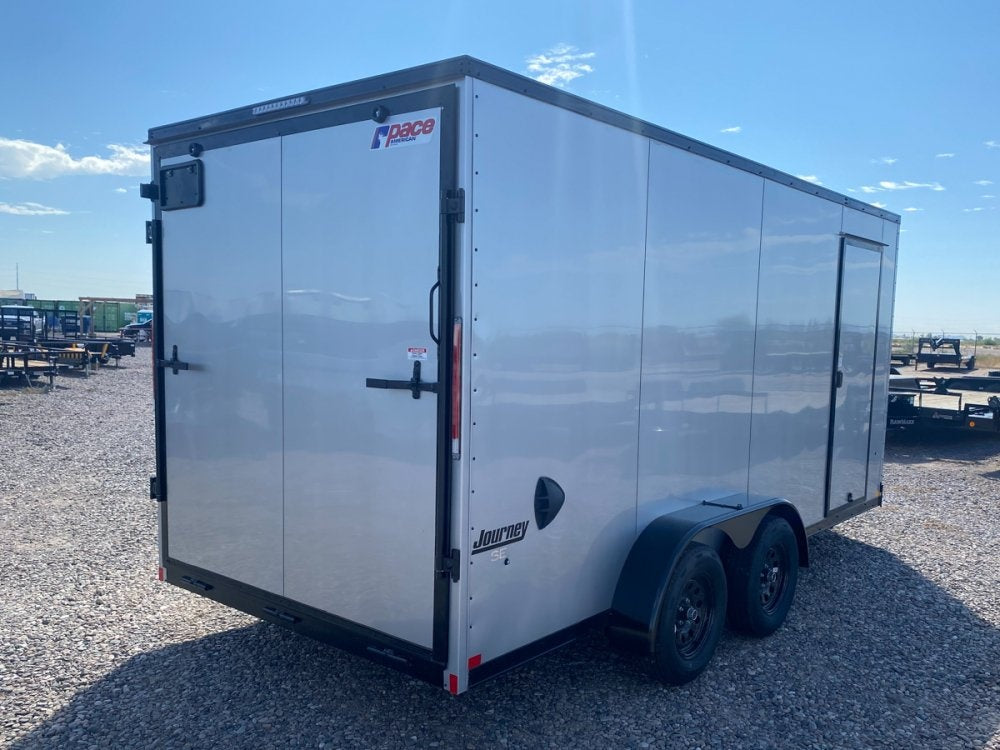 7 x 16 Journey SE Flat Top Sloped V Nose (2) 3500 lbs Axles - Enclosed - TrailerSwap