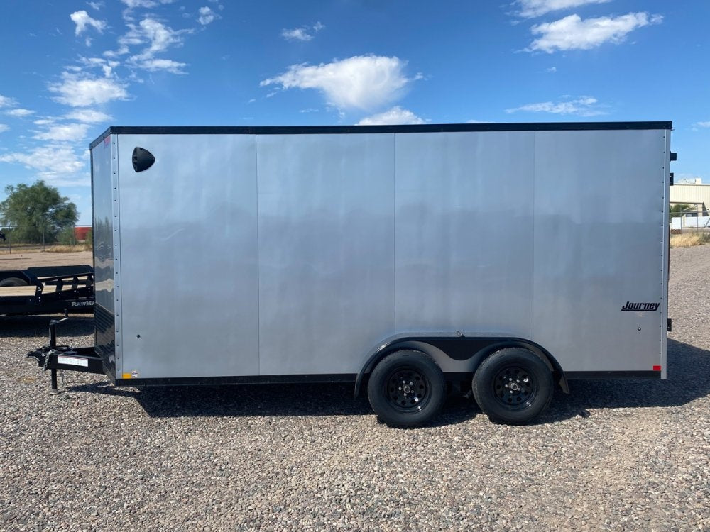 7 x 16 Journey SE Flat Top Sloped V Nose (2) 3500 lbs Axles - Enclosed - TrailerSwap
