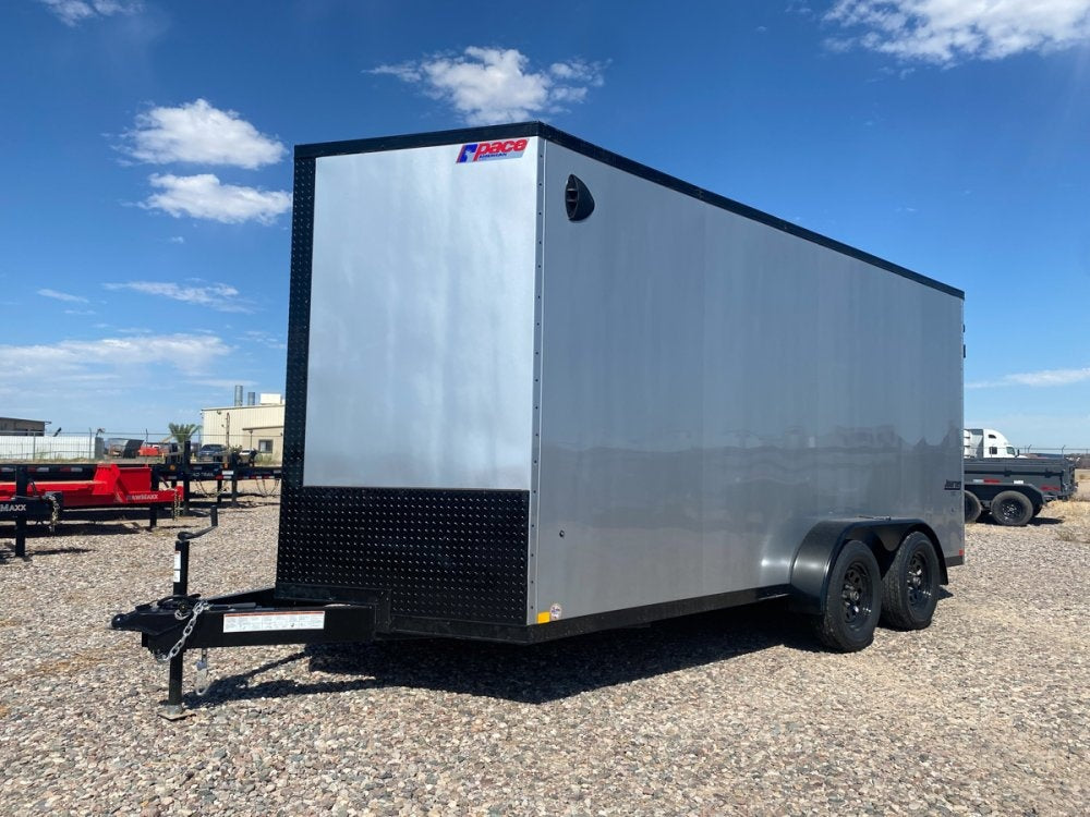 7 x 16 Journey SE Flat Top Sloped V Nose (2) 3500 lbs Axles - Enclosed - TrailerSwap