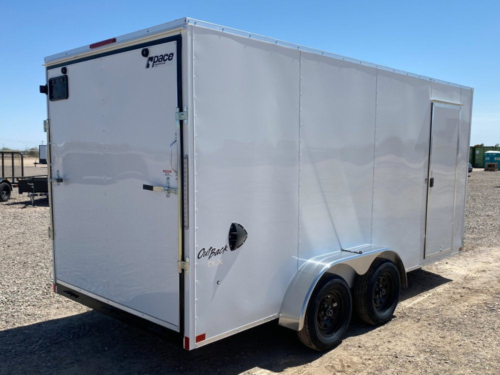 7 x 16 Outback DLX Flat Top V Nose (2) - 3500 lbs Axles - Enclosed - TrailerSwap