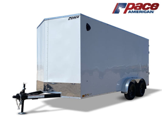 7 x 16 Outback DLX Flat Top V Nose (2) - 3500 lbs Axles - Enclosed - TrailerSwap