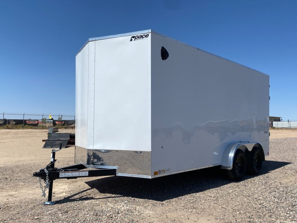 7 x 16 Outback DLX Flat Top V Nose (2) - 3500 lbs Axles - Enclosed - TrailerSwap