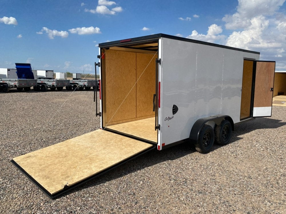 7 x 16 Outback DLX Flat Top V Nose (2) - 3500 lbs Axles - Enclosed - TrailerSwap