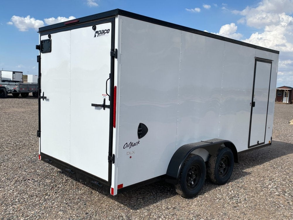 7 x 16 Outback DLX Flat Top V Nose (2) - 3500 lbs Axles - Enclosed - TrailerSwap