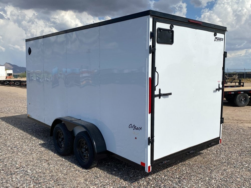 7 x 16 Outback DLX Flat Top V Nose (2) - 3500 lbs Axles - Enclosed - TrailerSwap